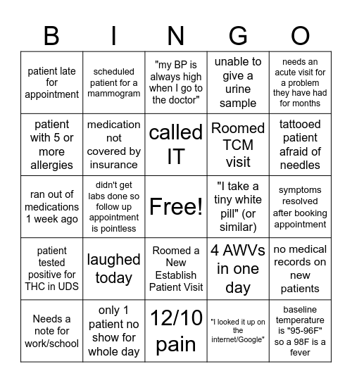 Nurse Week Bingo Card