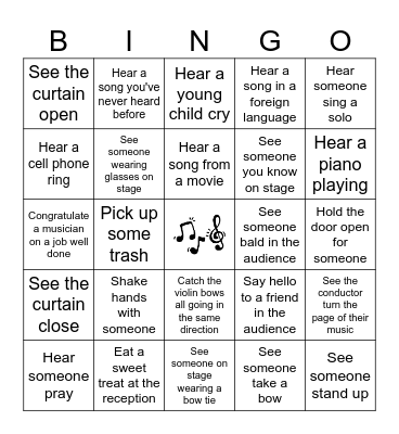 Spring Concert Bingo Card