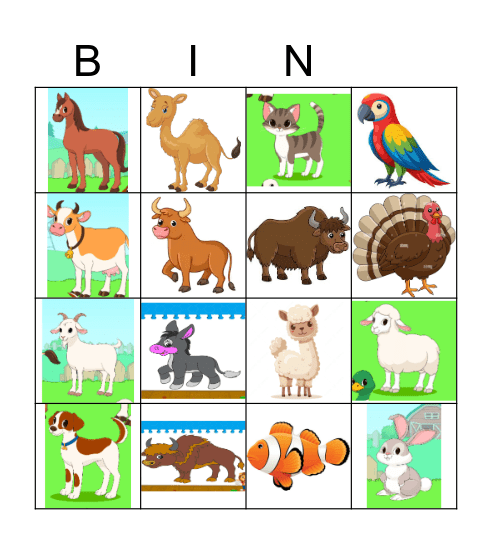 DOMESTIC ANIMALS Bingo Card