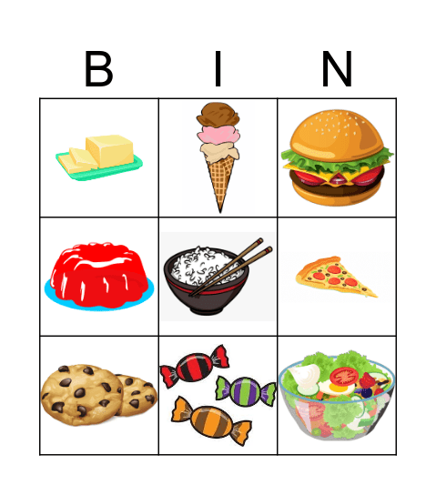 FOOD FLASHCARDS Bingo Card