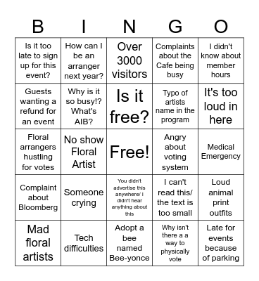 Art in Bloom Bingo 2 Bingo Card