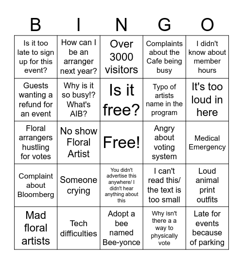 Art in Bloom Bingo 2 Bingo Card