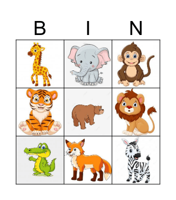 WILD ANIMALS FLASHCARDS Bingo Card