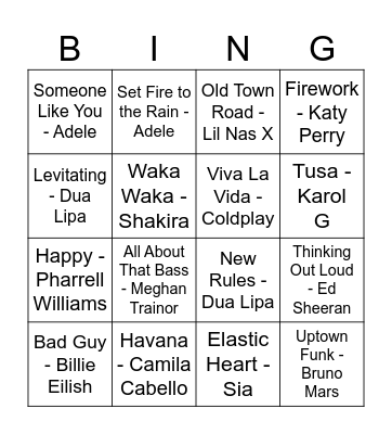 Bingo musical Bingo Card