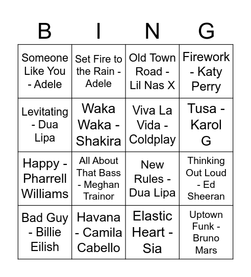 Bingo musical Bingo Card