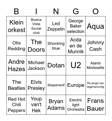 Muziekbingo Card