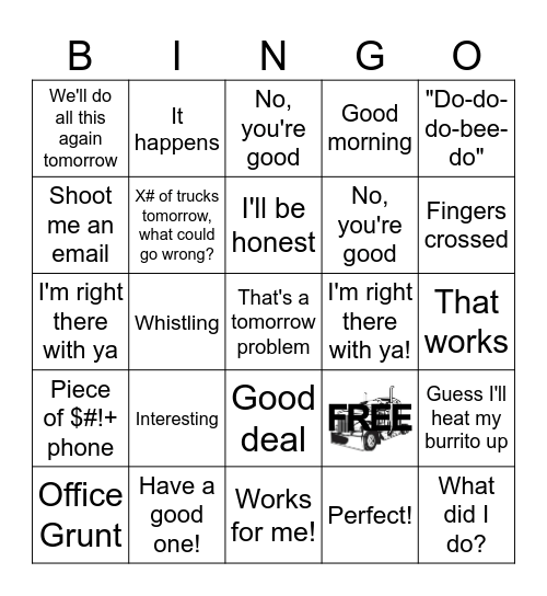 JON LONG BINGO Card