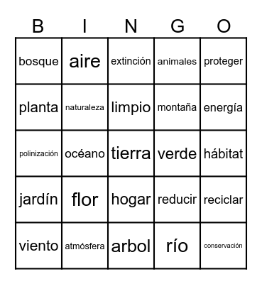 Dia de la Planeta Tierra Bingo Card