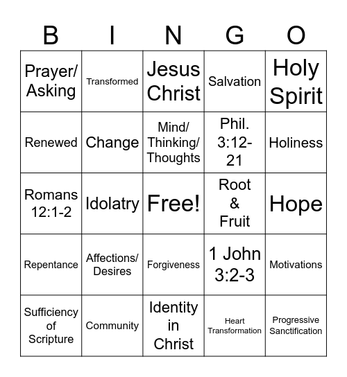 Biblical Change Bingo Card