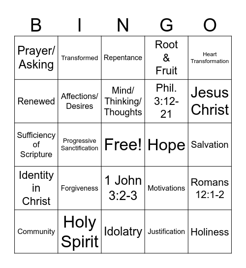 Biblical Change Bingo Card