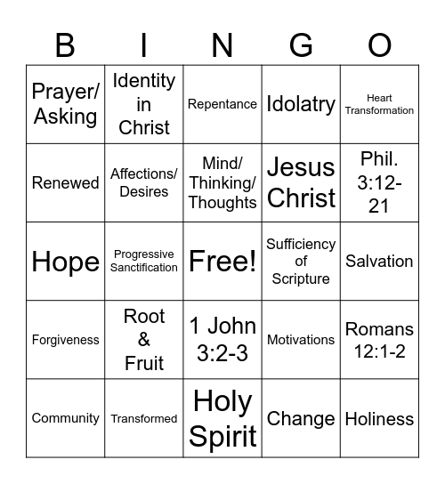 Biblical Change Bingo Card