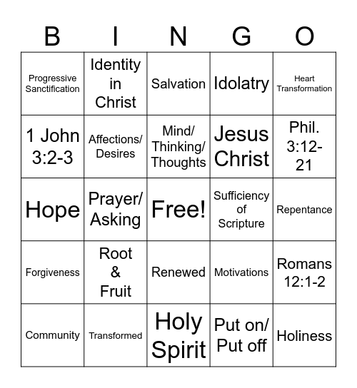 Biblical Change Bingo Card