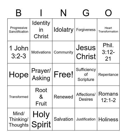 Biblical Change Bingo Card
