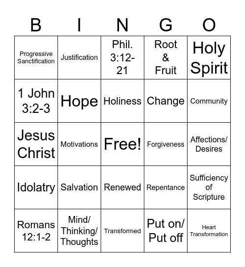 Biblical Change Bingo Card