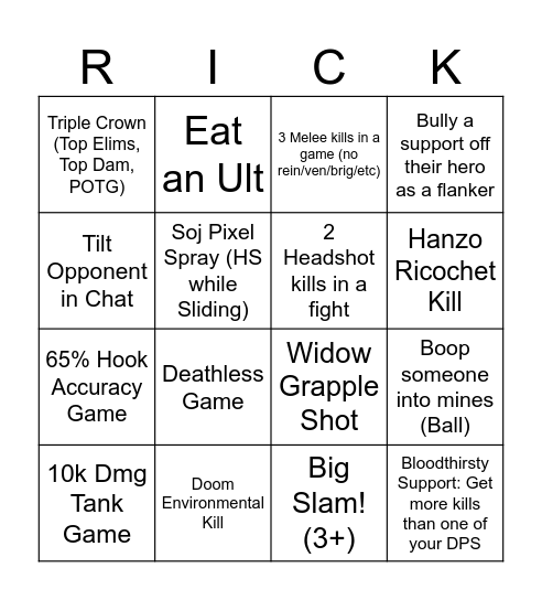 Rick's Bingo Card