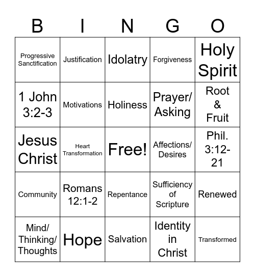 Biblical Change Bingo Card