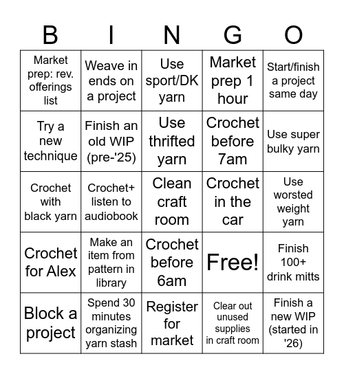 Bekki's 2026 QMC/Crochet Bingo Card