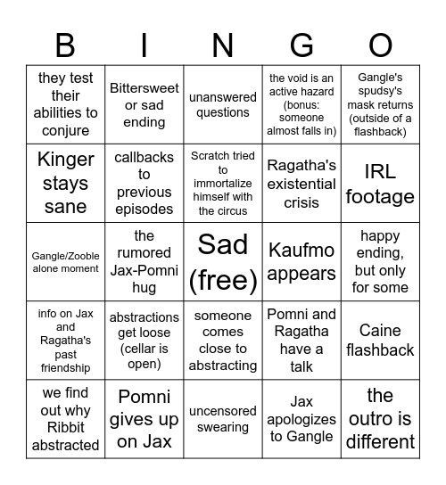 TADC FINALE BINGO Card