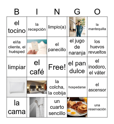 Ch. 7 vocabulario- En el hotel Bingo Card