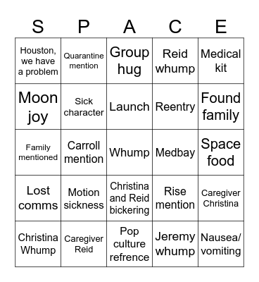 Auldrjil space fics BINGO Card