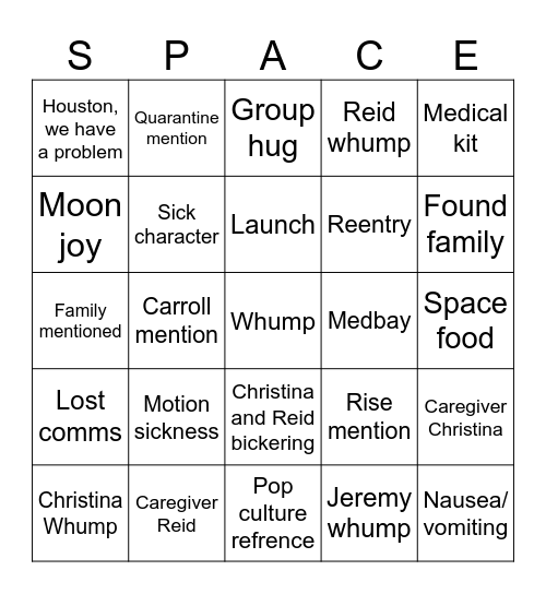 Auldrjil space fics BINGO Card