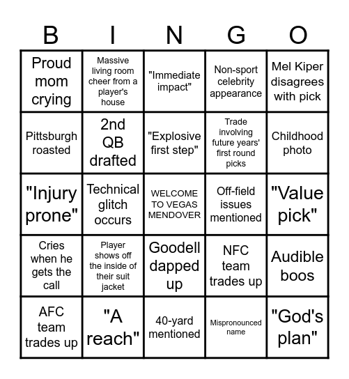 GAS THE DRAFTEES 2026 Bingo Card