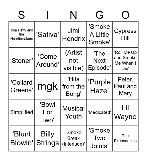 4/20 SINGO on 4/22..... Because it got high..  FOUR CORNERS AND ONE LINE TO WIN Bingo Card