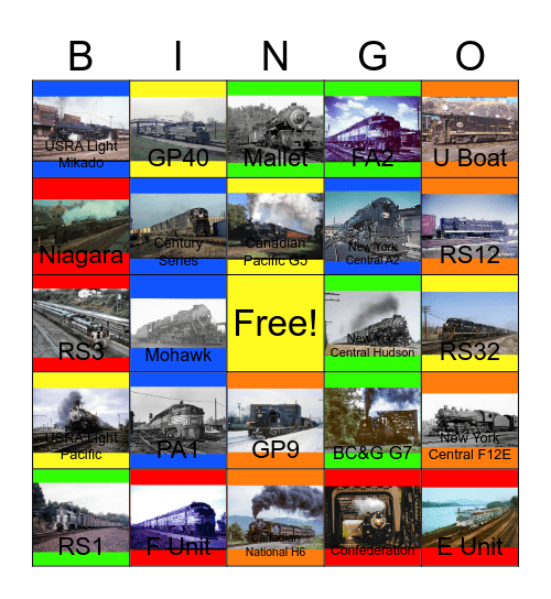 New York Central Steam and Diesel and Ohio Central 6325 Return to the High Iron Bingo Card