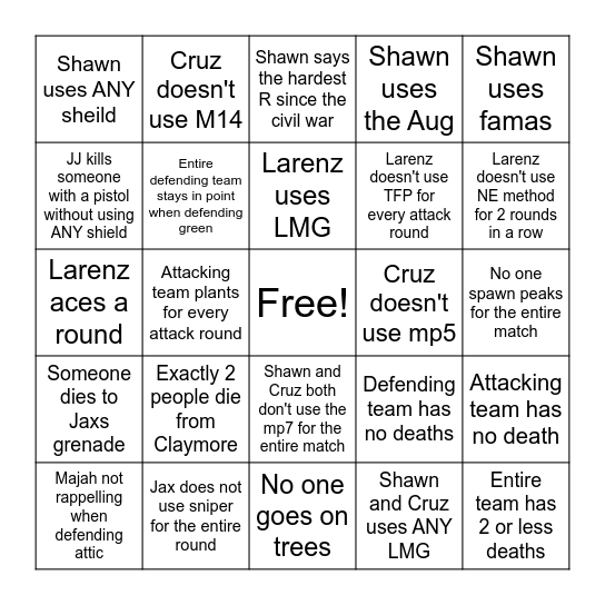 Operation Bingo Card
