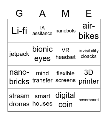 Bingo (Future-Tech) - 5th Grade Bingo Card