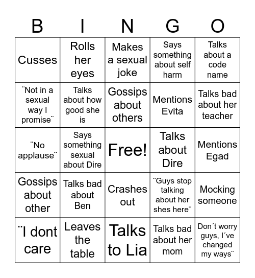 Lia Bingo 2 Bingo Card