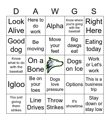 Husky Baseball Bingo Card