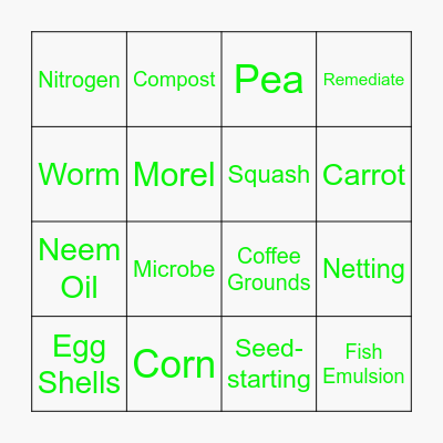 Garden Bingo Card