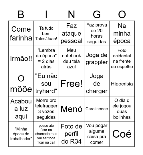 Bingo do Down Bingo Card