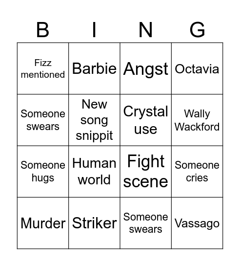 Helluva Boss trailer Bingo Card