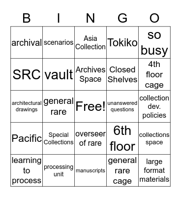 SRC Rare Bingo Card