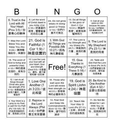 Bible Bingo #1 Bingo Card