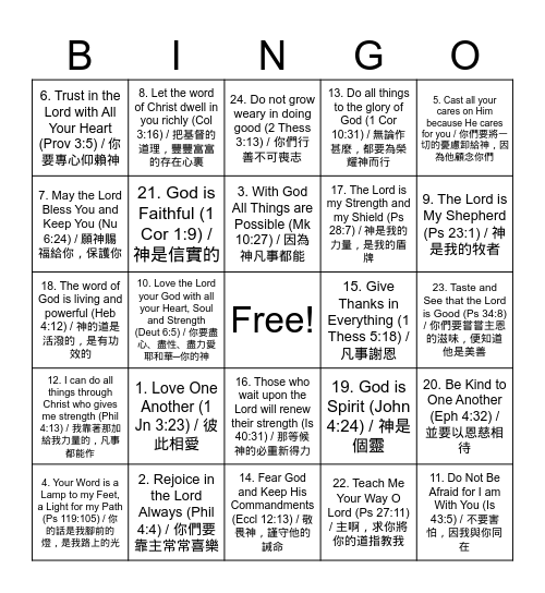 Bible Bingo #1 Bingo Card