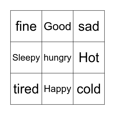 Feelings Bingo Card