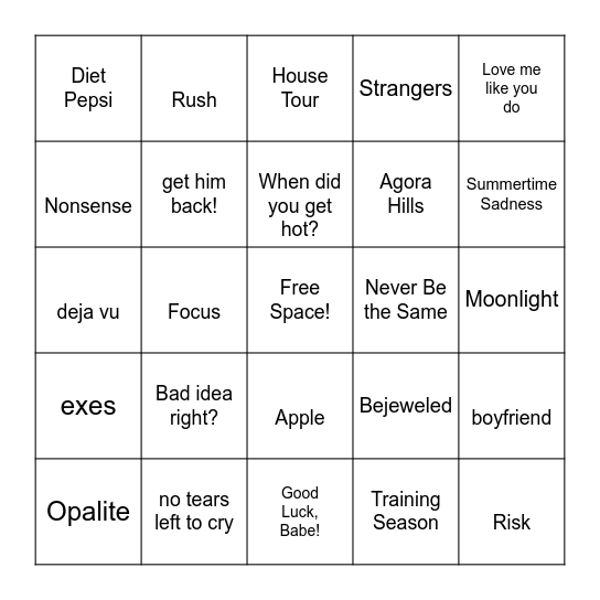 PINK PILATES Bingo Card