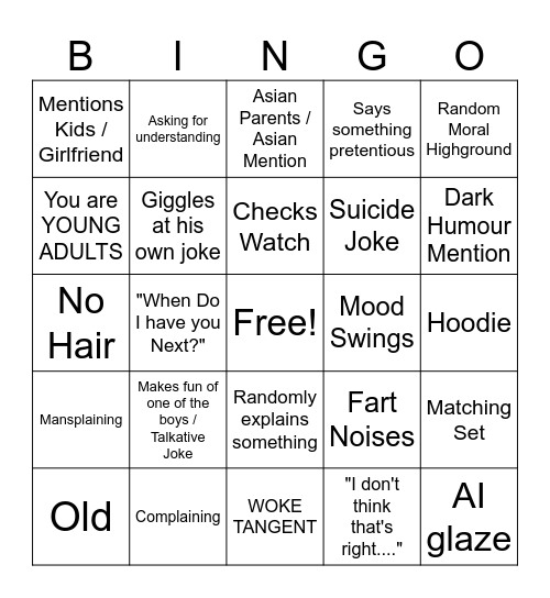 Johnny B-ingo Bingo Card