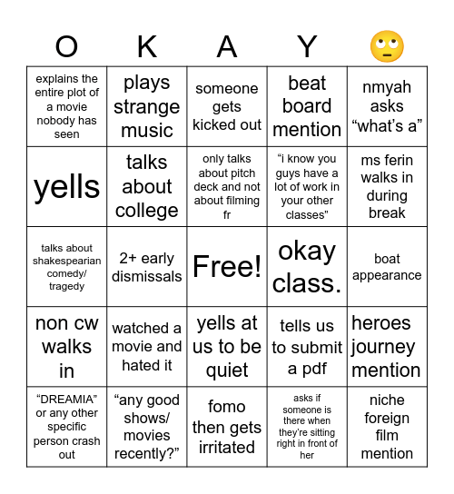 ms B bingo Card