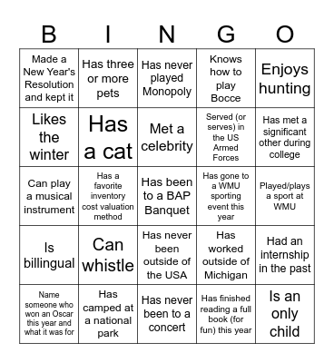 BAP People Bingo Card