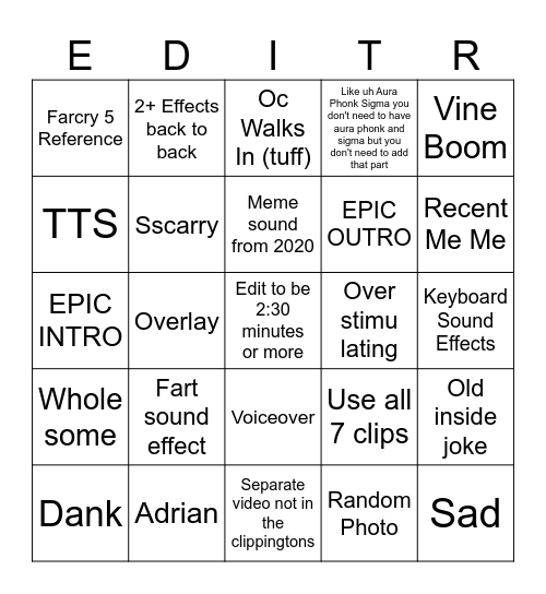 Edit Bingo Card