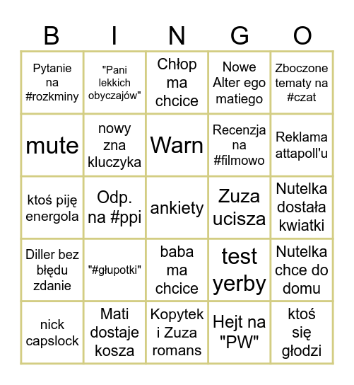 23.04 bingo miodu Bingo Card