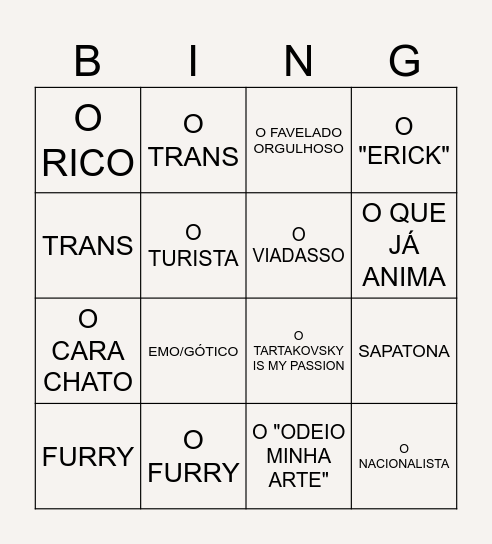 EEA BINGUS DINGUS Bingo Card