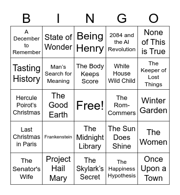 Bookclub Bingo Card