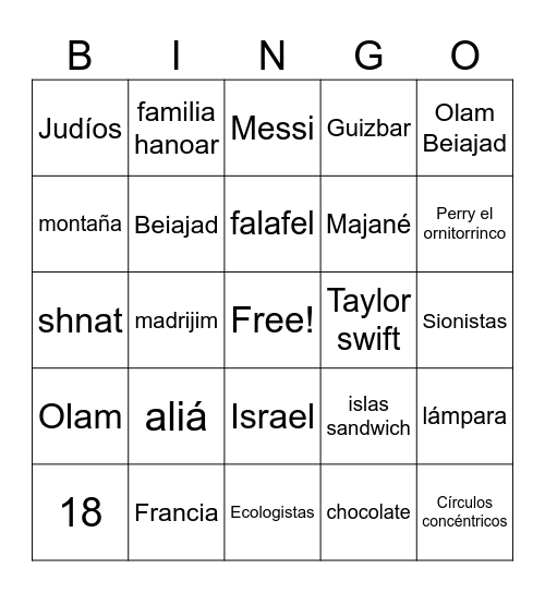 OLAMNIVERSARIO N°18 Bingo Card