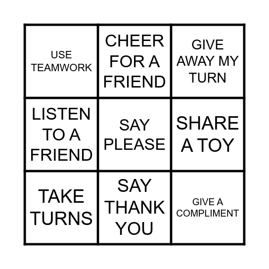 GOOD FRIEND BINGO Card