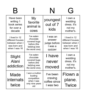 Grade 12 Bingo Card